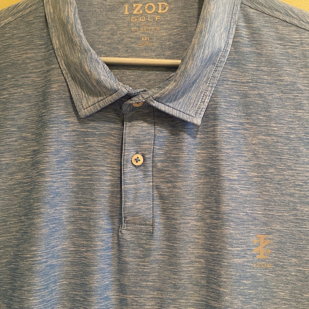 💙Izod Golf With Stretch Polo Shirt Size XXL Blue Short Sleeve - Picture 4 of 8